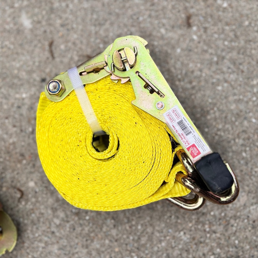 2" x 27' Ratchet Tie Down Straps J Hooks 10000 lb Set of 2 Yellow Rural King